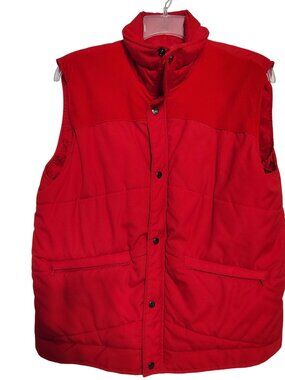 Vintage Oakton Ltd. XL Tall Red Puffer Vest, Corduroy Zip Snap Close Sears Korea